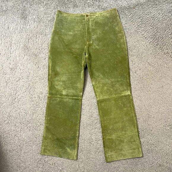 Vintage Suede Green Pants - Picture 1 of 3